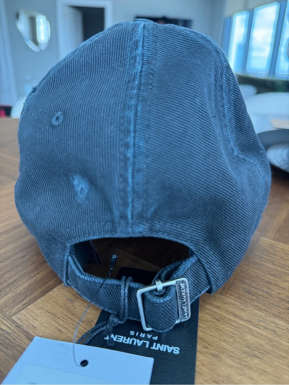 Saint Laurent Black Frayed Edge denim Cotton Baseball Cap with Tonal Logo